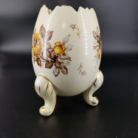 Cracked Egg Footed Napco Ware Vase Dish Planter Porcelain Floral Flower 6H3199/L - Picture 9 of 11